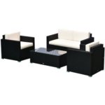 4-Piece Cushioned Rattan Wicker Patio Furniture