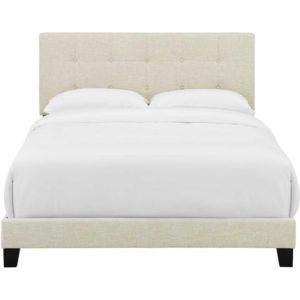 Adriane Upholstered Fabric Bed Beige