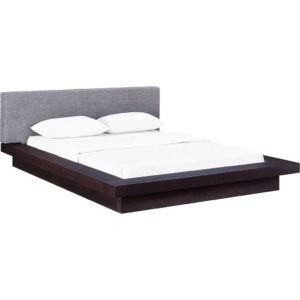 Freyja Fabric Platform Bed Cappuccino/Gray