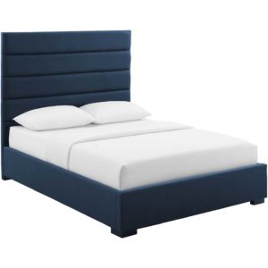 Gianna Upholstered Fabric Platform Bed Blue