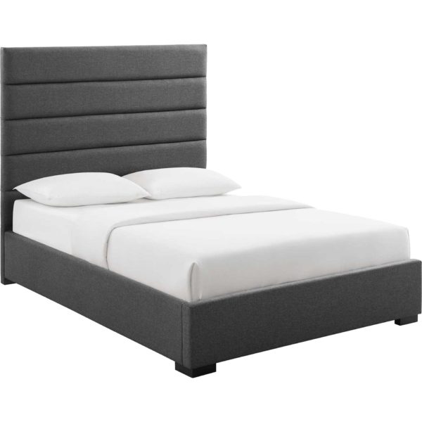Gianna Upholstered Fabric Platform Bed Gray