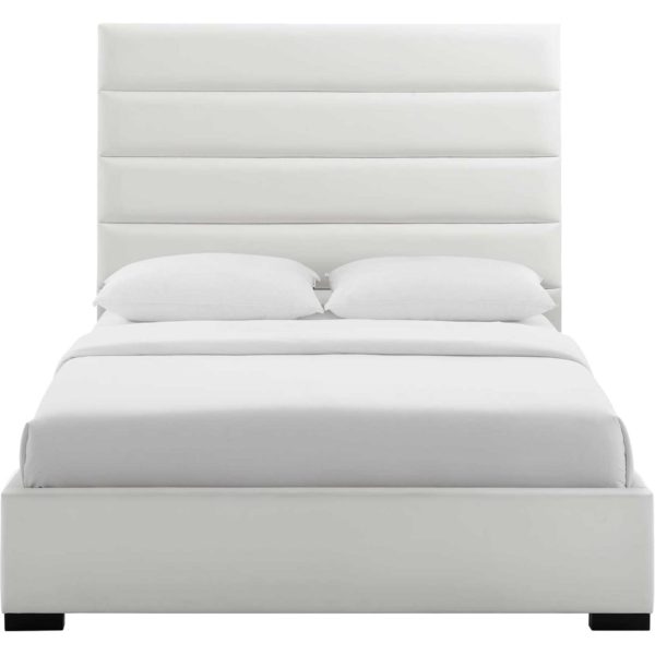 Gianna Upholstered Leather Platform Bed White