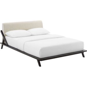 Larry Fabric Platform Bed Cappuccino/Beige