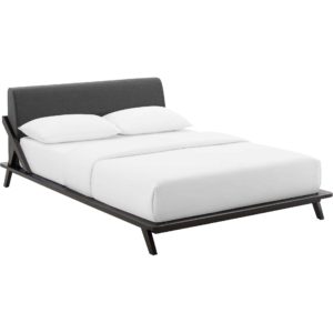 Larry Fabric Platform Bed Cappuccino/Gray