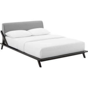 Larry Fabric Platform Bed Cappuccino/Light Gray