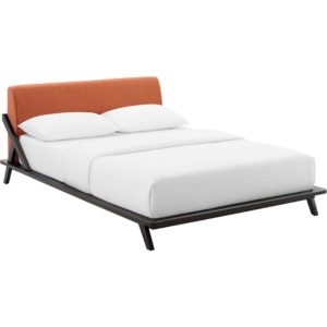 Larry Fabric Platform Bed Cappuccino/Orange