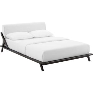 Larry Fabric Platform Bed Cappuccino/White