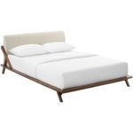 Larry Fabric Platform Bed Walnut/Beige