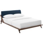 Larry Fabric Platform Bed Walnut/Blue