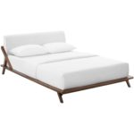 Larry Fabric Platform Bed Walnut/White