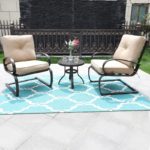 Outdoor C-Spring Metal Lounge Cushioned Chairs
