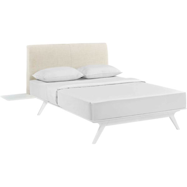 Thames Bed White/Beige With Side Tables