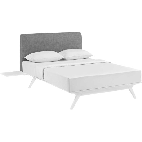 Thames Bed White/Gray With Side Tables