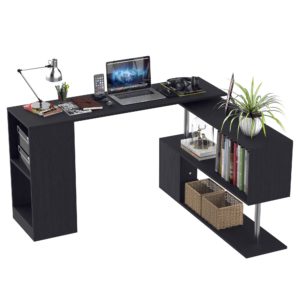 HOMCOM Modern L Shaped Rotating Computer Desk