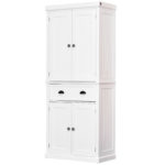HOMCOM Traditional Freestanding Kitchen Pantry Cabinet Cupboard