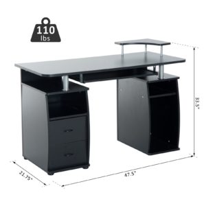 Homcom Computer Desk With Drawers Home Office/Dorm