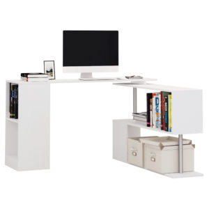 Homcom L Shaped Storage Rotating Desk Modern