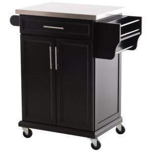 Homcom Movable Kitchen Island Wood Stainless Steel
