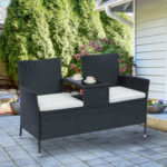 Outsunny 2 Seat Rattan Wicker Chair Bench
