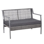 Outsunny 2-seat Rattan Wicker Loveseat Bench Outdoor