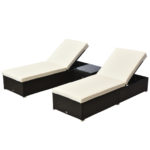 Outsunny 3 Piece Rattan Wicker Chaise Lounge