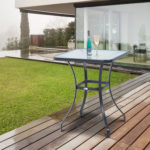 Outsunny 34" Outdoor Glass Top Bistro Table