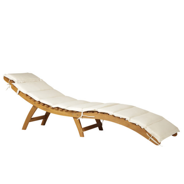 Outsunny Acacia Wood Folding Outdoor Chaise Lounge