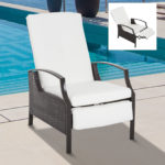 Outsunny Outdoor Rattan Recliner Chair with Cushion
