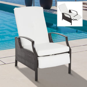 Outsunny Outdoor Rattan Recliner Chair with Cushion