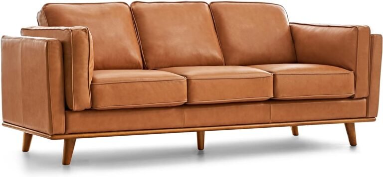 Valencia Artisan Full Leather Sofa 88” - Pure Full Italian Nappa Leather Couch, Solid Wood Accent, Ultimate Comfort, Cognac Tan