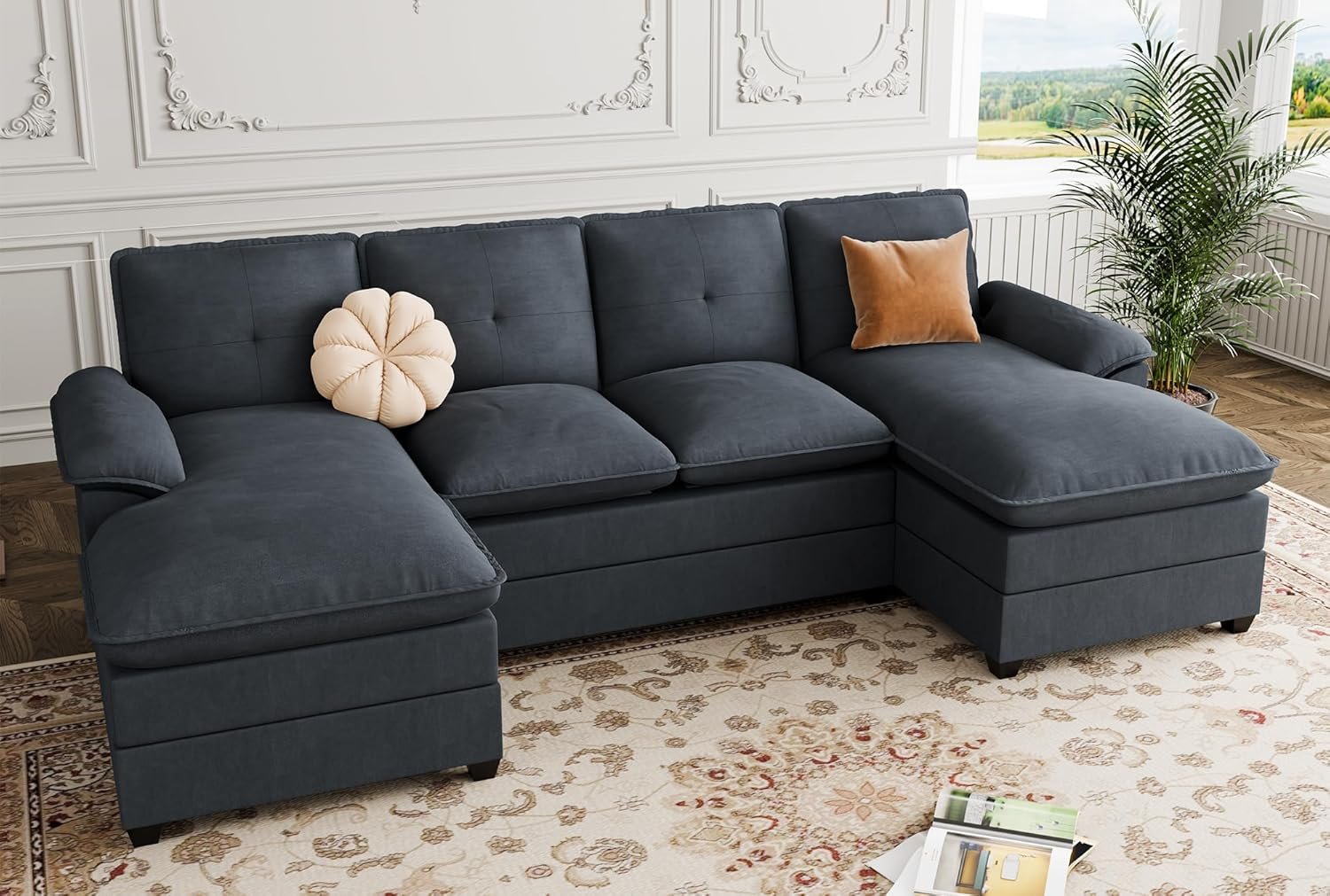 Shintenchi 110 inch Sectional Sofa Couch