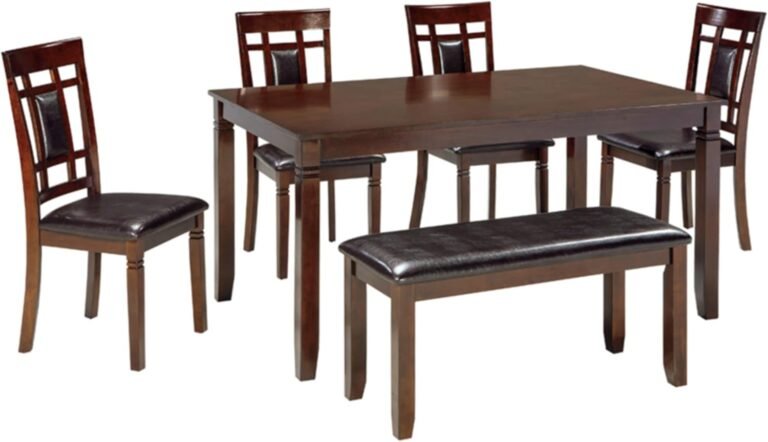 Signature Design by Ashley Bennox Dining Room Set, Includes Table, 4 18" Chairs & Bench, Brown