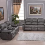 Betsy Furniture 2PC Bonded Leather Reclining Sofa Loveseat Set Living Room Set 8018 Multiple Colors (Gray)