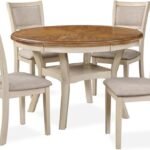 New Classic Furniture Mitchell 5-Piece Dining Set with 1 Table and 4 Chairs, Beige and Brown