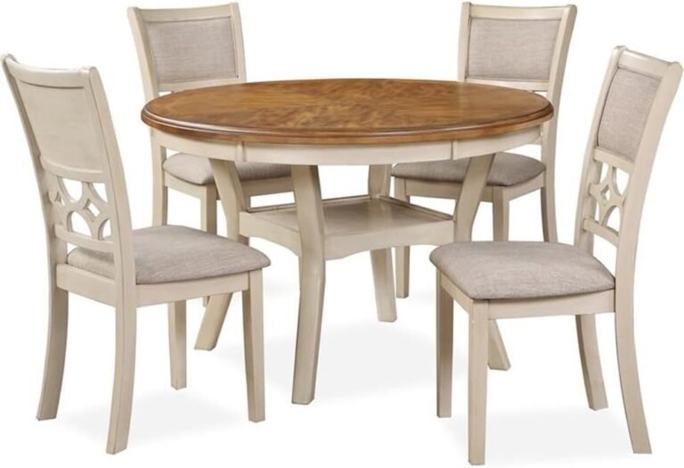 New Classic Furniture Mitchell 5-Piece Dining Set with 1 Table and 4 Chairs, Beige and Brown